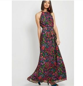 Modcloth Illumimated Elegance Chiffon Maxi Dress